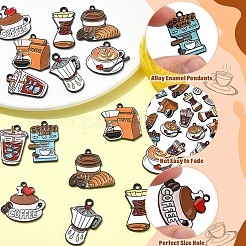 16Pcs 8 Styles Coffee Theme Alloy Enamel Pendants&nbsp;ENAM-YW0008-55