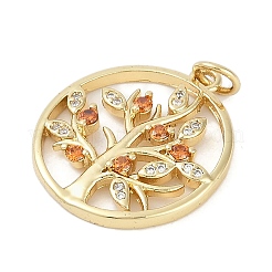 Rack Plating Brass Micro Pave Cubic Zirconia Pendants&nbsp;KK-H509-19G-02