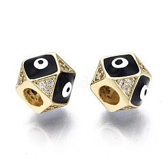 Brass with Cubic Zirconia Rhombus European Beads&nbsp;ZIRC-N039-173-NF