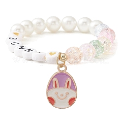 2Pcs 2 Style Easter Theme Glass & Shell Pearl Beaded Stretch Bracelets Set&nbsp;BJEW-TA00304