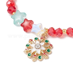 Christmas Themed Alloy Enamel Snowflake Charm Bracelets&nbsp;BJEW-MZ00190-01