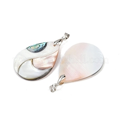 Natural Abalone Shell & Black Lip Shell & Pink Shell Pendants&nbsp;SSHEL-B003-06P-05