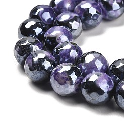 Electroplated Natural Fire Crackle Agate Round Beads Strands&nbsp;G-G0006-A02-05