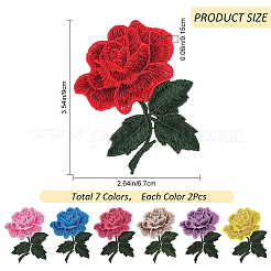 14Pcs 7 Colors Rose Flower Shape Computerized Embroidery Cloth Iron on/Sew on Patches&nbsp;PATC-CP0001-04