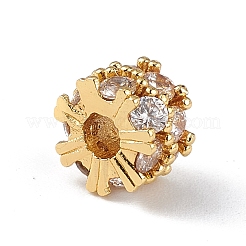Rack Plating Brass Micro Pave Clear Cubic Zirconia Beads&nbsp;KK-C019-30G