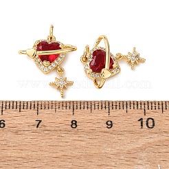 Rack Plating Brass & Cubic Zirconia & Glass Pendants&nbsp;KK-B076-17G-01