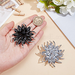 2Pcs 2 Colors Flower Alloy Glass Rhinestone Lapel Pins for Wedding Party&nbsp;JEWB-DR0001-07B