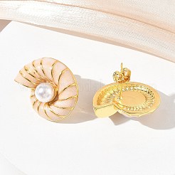 Brass Enamel Stud Earrings for Women&nbsp;KK-CBA760A-10G-04