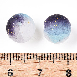 Frosted Baking Paint Crackle Glass Beads with Glitter Powder&nbsp;DGLA-T004-01J