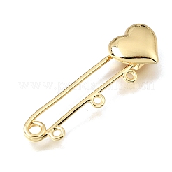 Heart Brass Safety Pins Brooch Findings&nbsp;KK-E802-40B-G