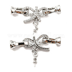Brass Micro Pave Clear Cubic Zirconia Fold Over Clasps&nbsp;KK-G420-13P