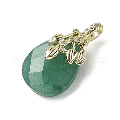 Natural Green Aventurine Faceted Teardrop Pendants&nbsp;KK-D021-03E-G