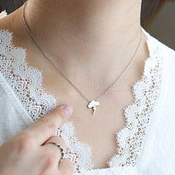 304 Stainless Steel Two Tone Cloud Lightning Pendant Necklaces for Women&nbsp;WG049FD-01