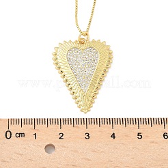 Brass Micro Pave Clear Cubic Zirconia Heart Pendant Necklaces for Women&nbsp;NJEW-D306-04G-B