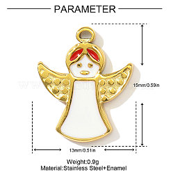 Angel Charms 304 Stainless Steel Enamel Pendants&nbsp;STAS-OY004-18G