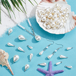 64Pcs 4 Styles ABS Plastic Imitation Pearl Pendants&nbsp;FIND-PH0027-69P