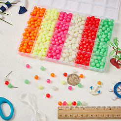 600Pcs 6 Colors Plastic Beads&nbsp;KY-FG0001-20A
