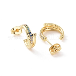 Colorful Cubic Zirconia C-shape Stud Earrings&nbsp;EJEW-P224-06G