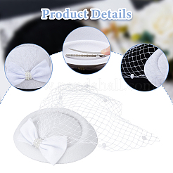 Bowknot Wool Felt Fascinators Pillbox Hat with Iron Alligator Hair Clips&nbsp;MRMJ-WH0077-113A