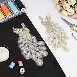 4Pcs 2 Styles Silver and Gold Thread with Resin and Rhinestones Applique Embroidery&nbsp;DIY-PH0038-76C