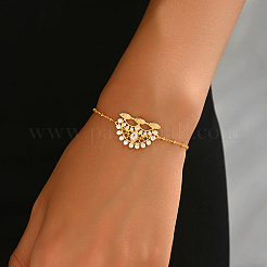 Brass Micro Pave Clear Cubic Zirconia Flower Link Bracelets&nbsp;NB2954