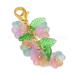 Transparent Glass Flower Pendant Decorations&nbsp;HJEW-JM04147