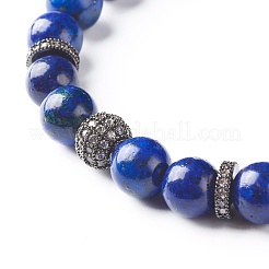 Natural Lapis Lazuli(Dyed) Round Beads Stretch Bracelets Set&nbsp;BJEW-JB06980-03