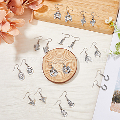 10 Pair 10 Style Alloy Dangle Earrings with 304 Stainless Steel Pins&nbsp;EJEW-AB00035