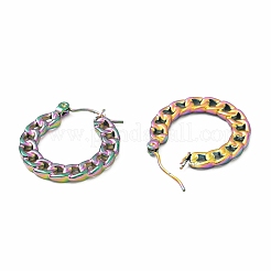 Ion Plating(IP) 304 Stainless Steel Curb Chain Shape Stud Earrings for Women&nbsp;EJEW-F283-02MC