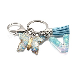 26Pcs Transparent Epoxy Resin & Transparent Acrylic & Faux Suede Tassel Keychain&nbsp;KEYC-JKC01202-22