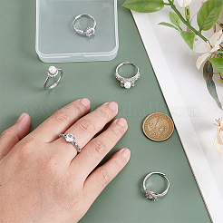 5Pcs 5 Styles Adjustable Brass Micro Pave Clear Cubic Zirconia Ring Components&nbsp;KK-WR0001-86
