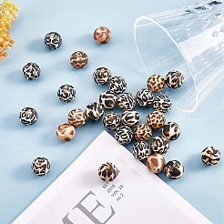 60 Pcs 15mm Silicone Beads Loose Silicone Beads Kit Leopard Print Silicone Beads for Keychain Making Bracelet Necklace&nbsp;JX309A