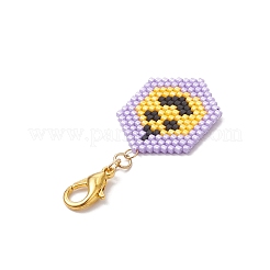 5Pcs Halloween Glass Seed Beaded Pendant Decorations&nbsp;HJEW-MZ00343