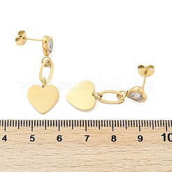304 Stainless Steel Cubic Zirconia Stud Earrings&nbsp;EJEW-M070-20G-01