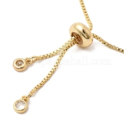 Brass Pave Cubic Zirconia Box Chain Slider Bracelet Making&nbsp;MAK-K024-02G-02