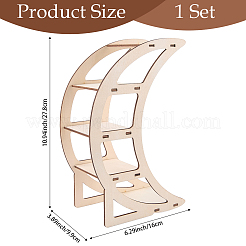 4-Tier Moon Wood Display Stands for Gemstone Ornaments&nbsp;ODIS-WH20043-292