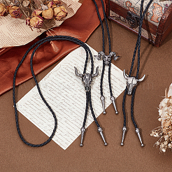 3Pcs 3 Styles Alloy Goat Cattle Bolo Tie Necklaces&nbsp;NJEW-GA0001-10