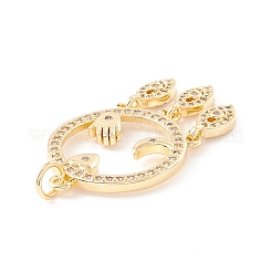Rack Plating Brass Micro Pave Clear Cubic Zirconia Pendants&nbsp;ZIRC-I057-21G
