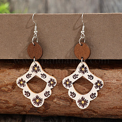 Bohemian Wood & Zinc Alloy Dangle Earrings for Women&nbsp;WGF17A7-01