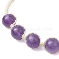 10mm Round Natural Amethyst Braided Bead Bracelets&nbsp;BJEW-JB10449