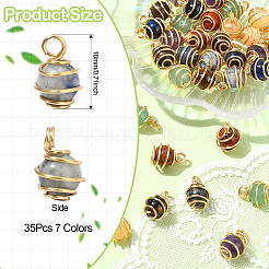 35Pcs 7 Colors Chakra Natural Mixed Gemstone Pendants&nbsp;PALLOY-CJ00050