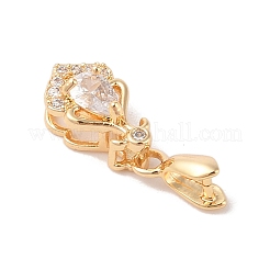 Golden Brass Micro Pave Clear Cubic Zirconia Ice Pick Pinch Bails&nbsp;X-KK-B100-049G-01