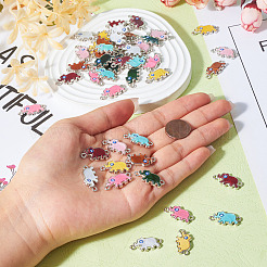 48Pcs 8 Colors Alloy Enamel Elephant Connector Charms&nbsp;ENAM-TA0001-80P