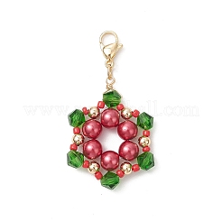 Christmas Themed Glass Snowflake Pendant Decoration&nbsp;HJEW-TA00362