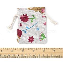 24Pcs 6 Colors Floral Animal Printed Burlap Packing Pouches&nbsp;ABAG-FS0001-13