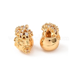 Brass Micro Pave Clear Cubic Zirconia Beads&nbsp;KK-T082-12G