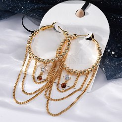 Brass Micro Pave Clear Cubic Zirconia Hoop Earrings&nbsp;EJEW-R014-15G