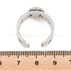 Hollow Star 304 Stainless Steel Open Cuff Ring Components&nbsp;STAS-F366-07A-P
