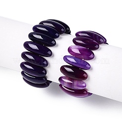 Oval Natural Agate Beaded Stretch Bracelets for Women Men&nbsp;G-Q601-23E