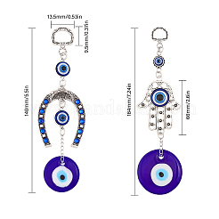 2Pcs 2 Style Hamsa Hand/Hand of Miriam/Horse Shoe Pendant Decorations&nbsp;AJEW-CA0003-50